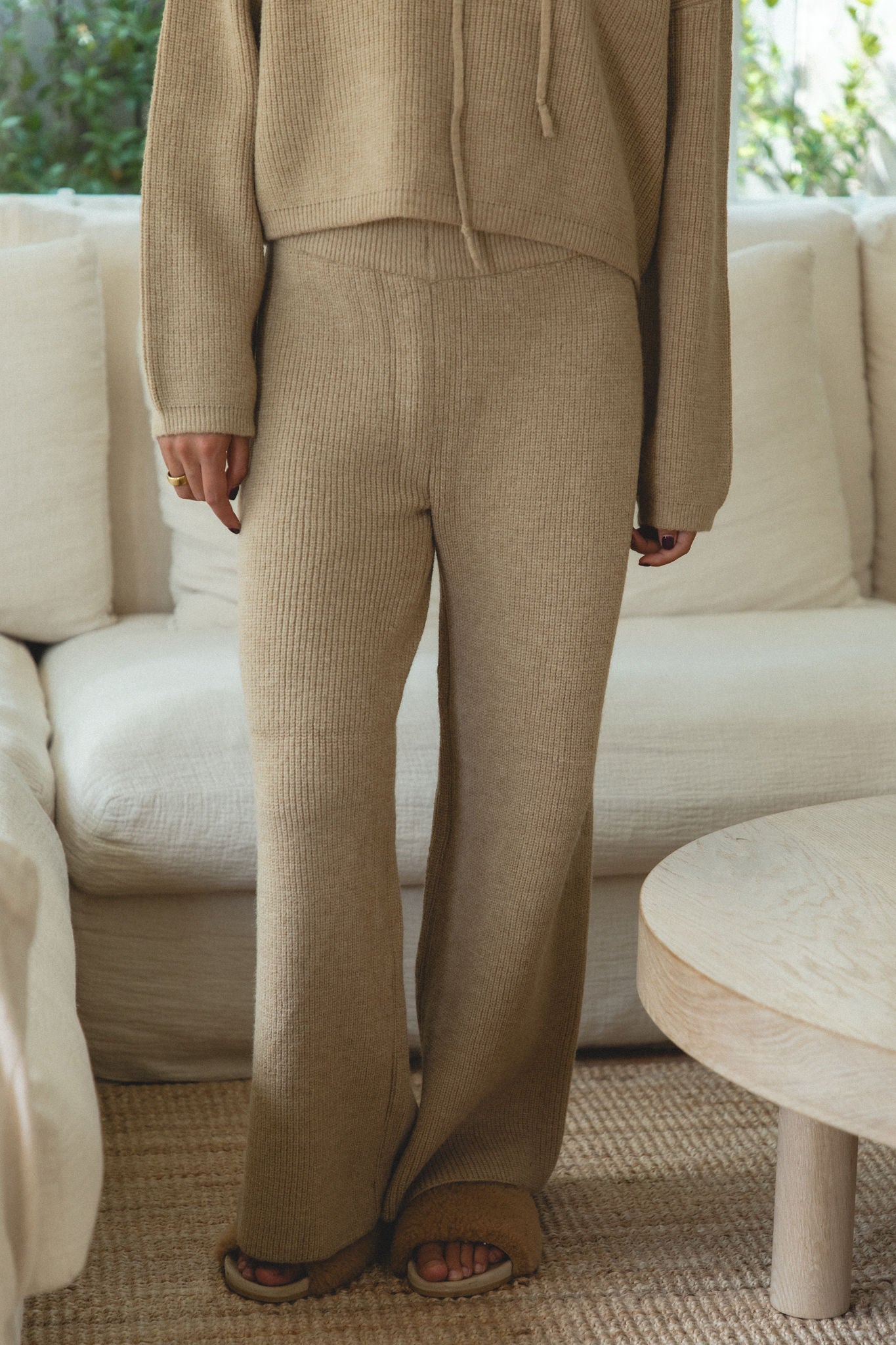 Cozy Autumn Wave Knit Sweater Pants for Women - Soft Winter Lounge Pants, Warm Casual Sweatpants for Home, Office & Travel