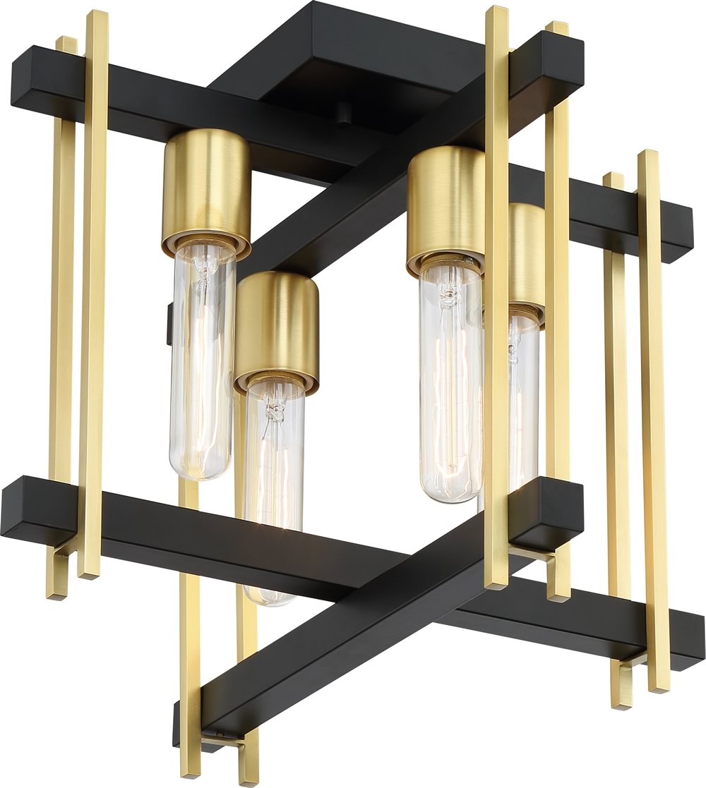 14W Marion 4-Light Flush Mount Ceiling Light in Aged Bronze/Natural Bronze - Perfect for Bedroom, Living Room & Hallway Lighting