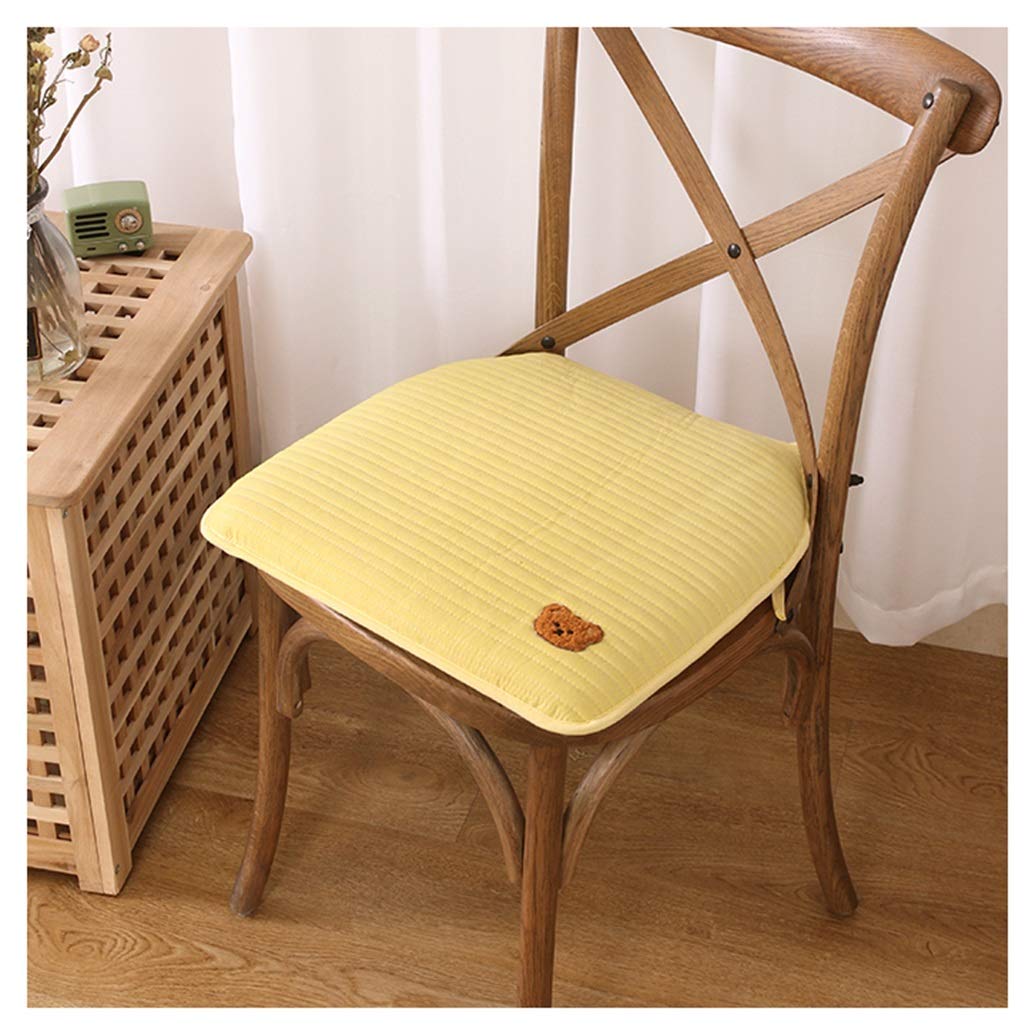 2 Pack Non-Slip Chair Cushions with Ties - Comfortable Indoor Outdoor Seat Pads for Dining Chairs, Home, Room & Patio Furniture (Yellow) - Perfect for Kitchen, Office, Garden & Outdoor Relaxation
