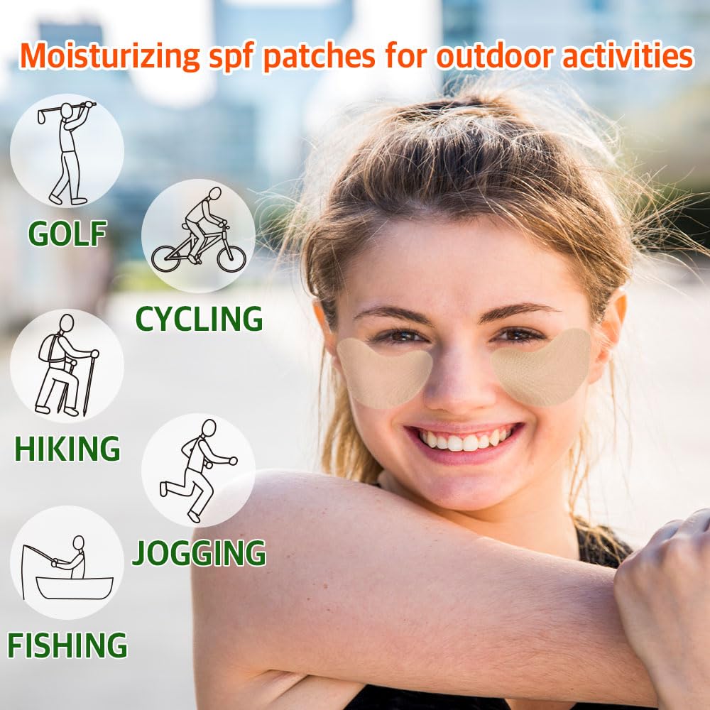 BLOCK&CARE UV Protection Golf Patches - 5 Pairs Sunblock Gel Facial Patches with Skincare Ingredients for Sun Protection | Perfect for Outdoor Golf, Hiking & Sports Activities (1 Pack, Medium Size)