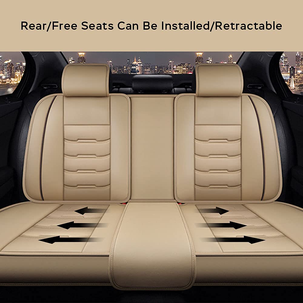 Peugeot 301 2014-2014 Leather Car Seat Covers Full Set - 5 Seats Waterproof & Breathable Seat Protectors with Airbag Compatibility (Beige) | Perfect for Daily Commute, Road Trips & Family Protection