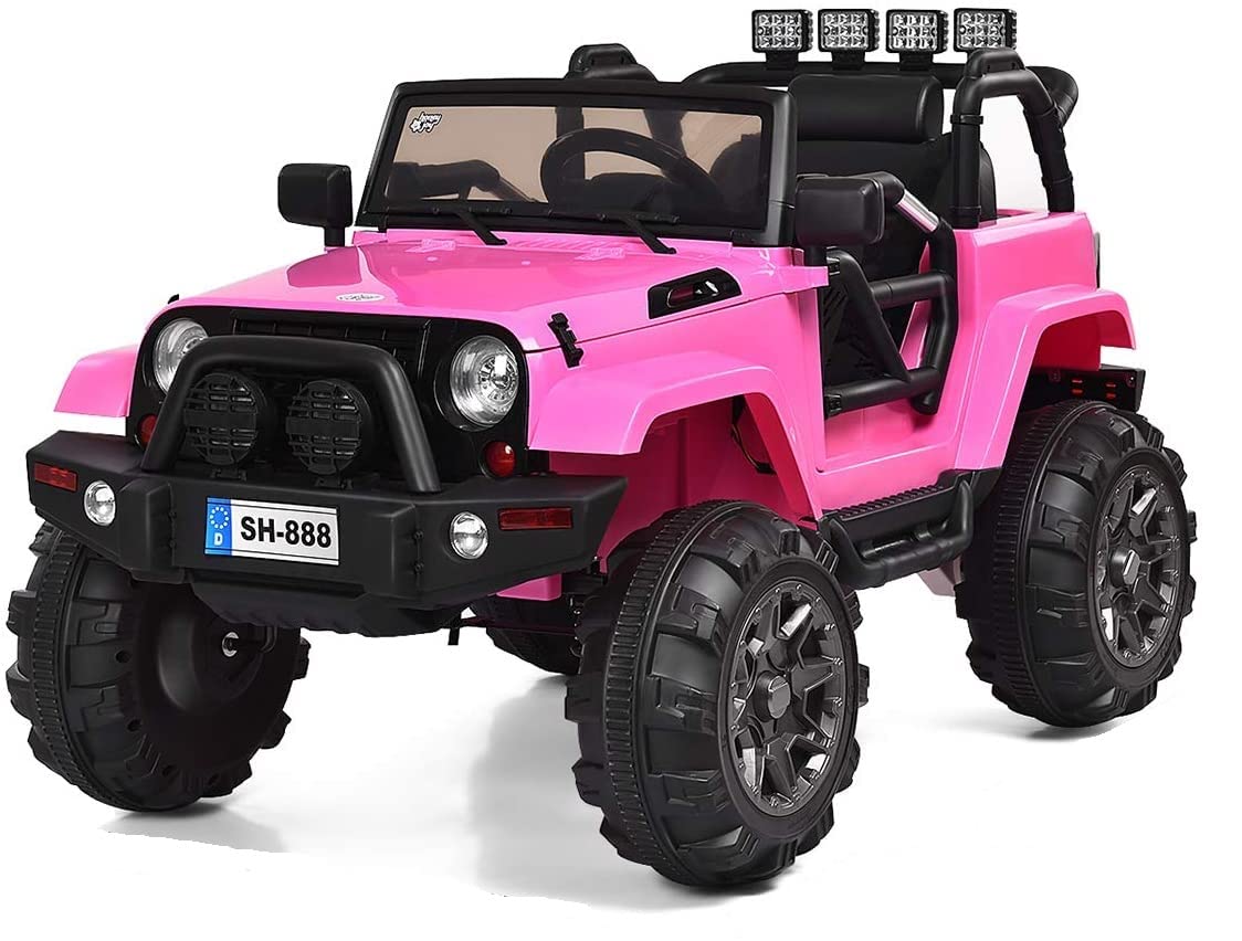 OLAKIDS 12V Battery Powered Electric Ride On Truck for Kids - Remote Control Toy Car with Spring Suspension, LED Lights & Music - 4-Wheel Toddler Vehicle for Indoor & Outdoor Play