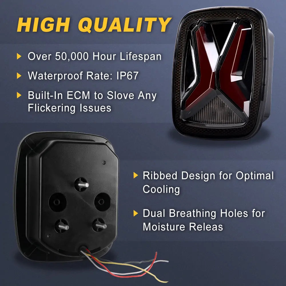 LOYO X-Shaped LED Tail Lights Kit for Jeep Wrangler TJ YJ CJ - DOT Approved - Waterproof & Durable - Perfect for Off-Roading & Night Driving
