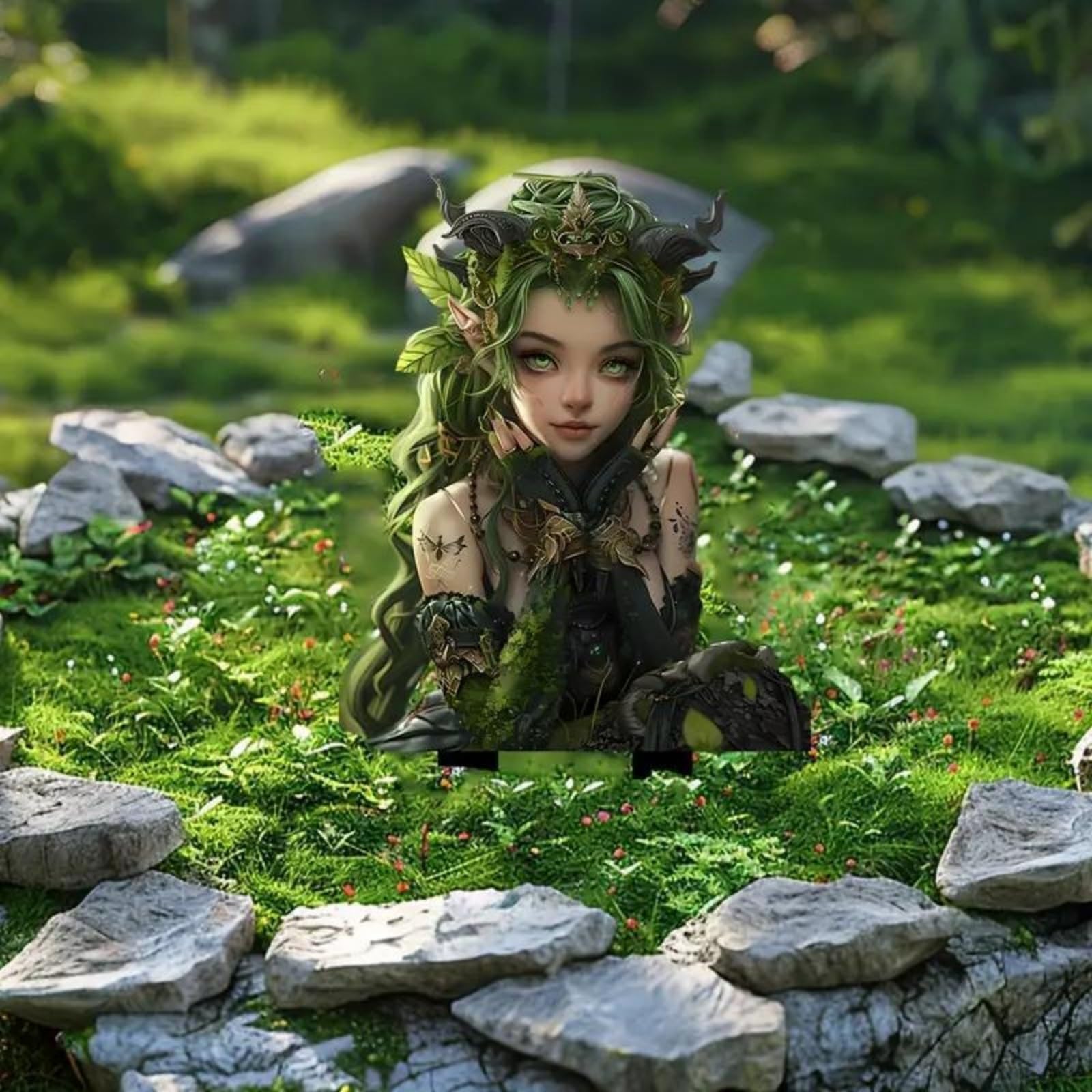 Bohemian DIY Acrylic Flower Pot Decor - Handmade Fairy Garden Accessories with Elf Sisters Figurines for Home, Office & Outdoor Decor | Perfect for Fairy Gardens, Terrariums & Gift Giving