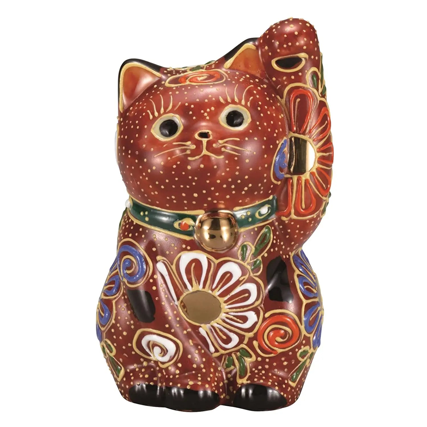 Authentic Japanese Kutani Ware Porcelain Maneki Neko Lucky Cat Figurine 3.2