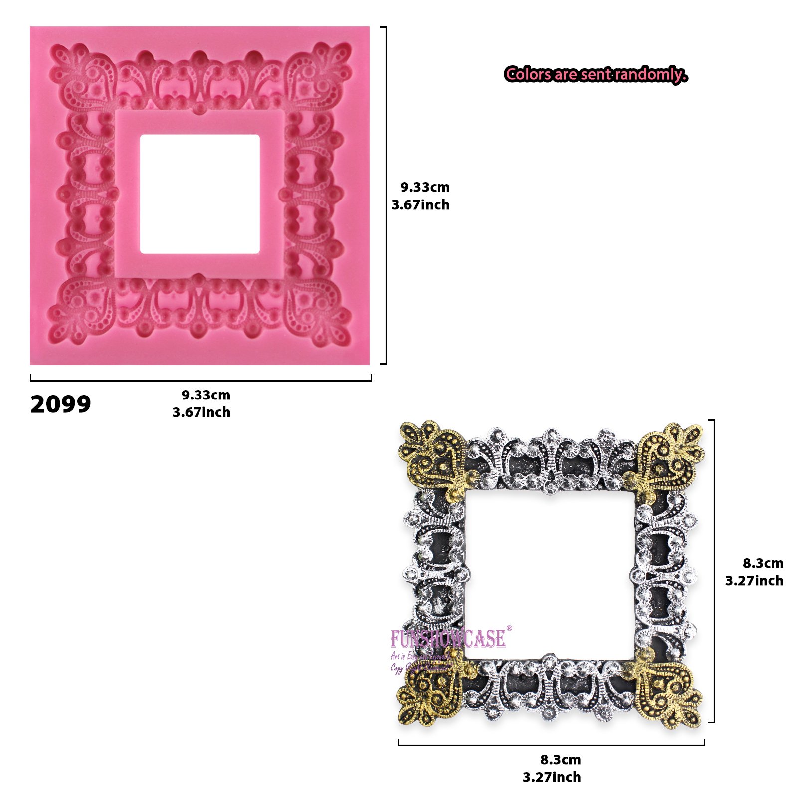 Funshowcase Retro Picture Frames Silicone Molds - 9-Piece Set for Fondant Cake Decorating & Polymer Clay Crafts - Perfect for DIY Baking, Wedding Cakes, and Creative Art Projects