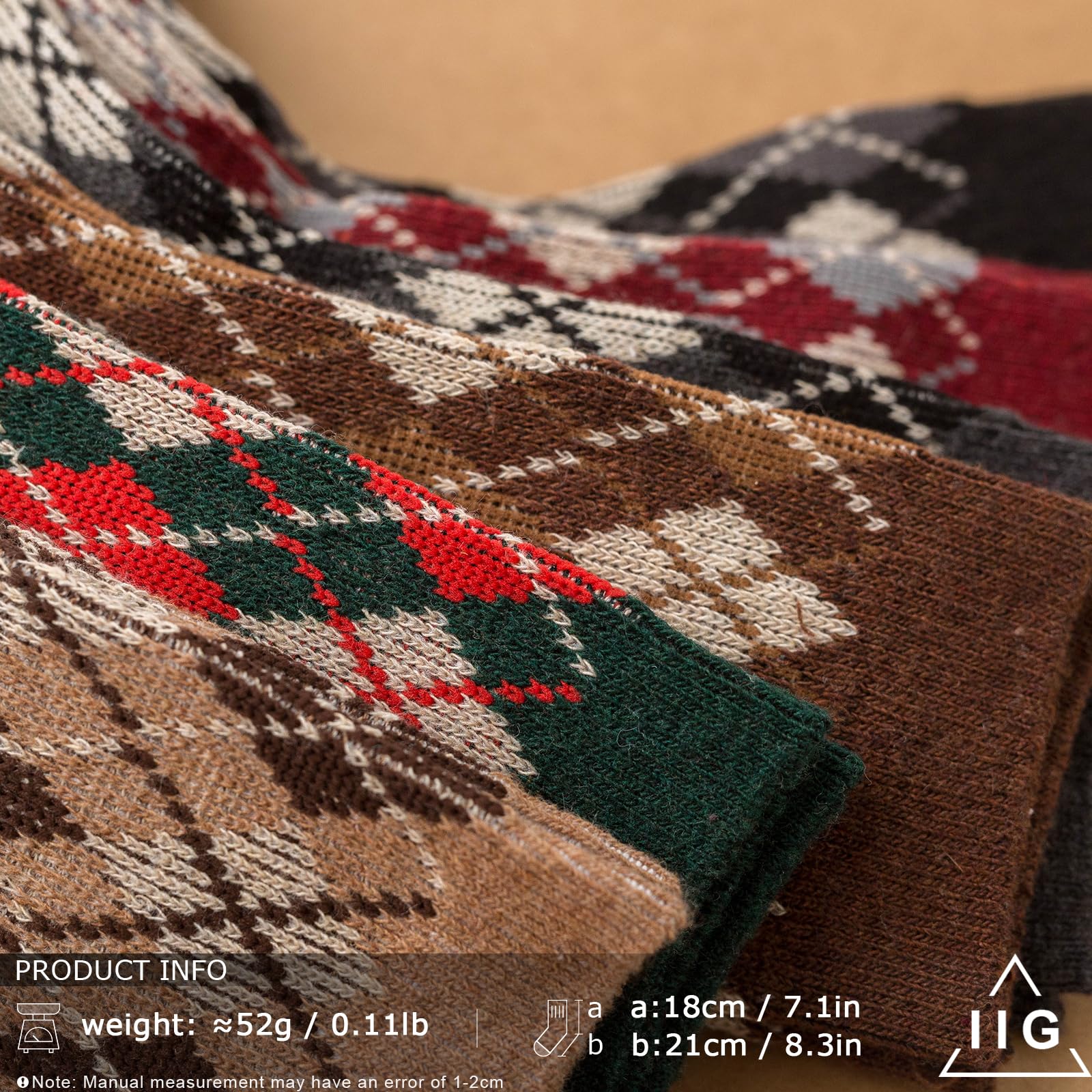 Vintage Wool Socks for Women - 5 Pairs Cozy Crew Socks with Unique Print - Perfect Christmas Gift & Winter Wear