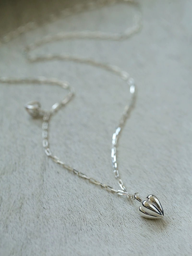 Minimalist 3D Heart Pendant Necklace for Women - Sterling Silver 925 Elegant Jewelry Gift for Valentine's Day, Anniversary & Romantic Occasions