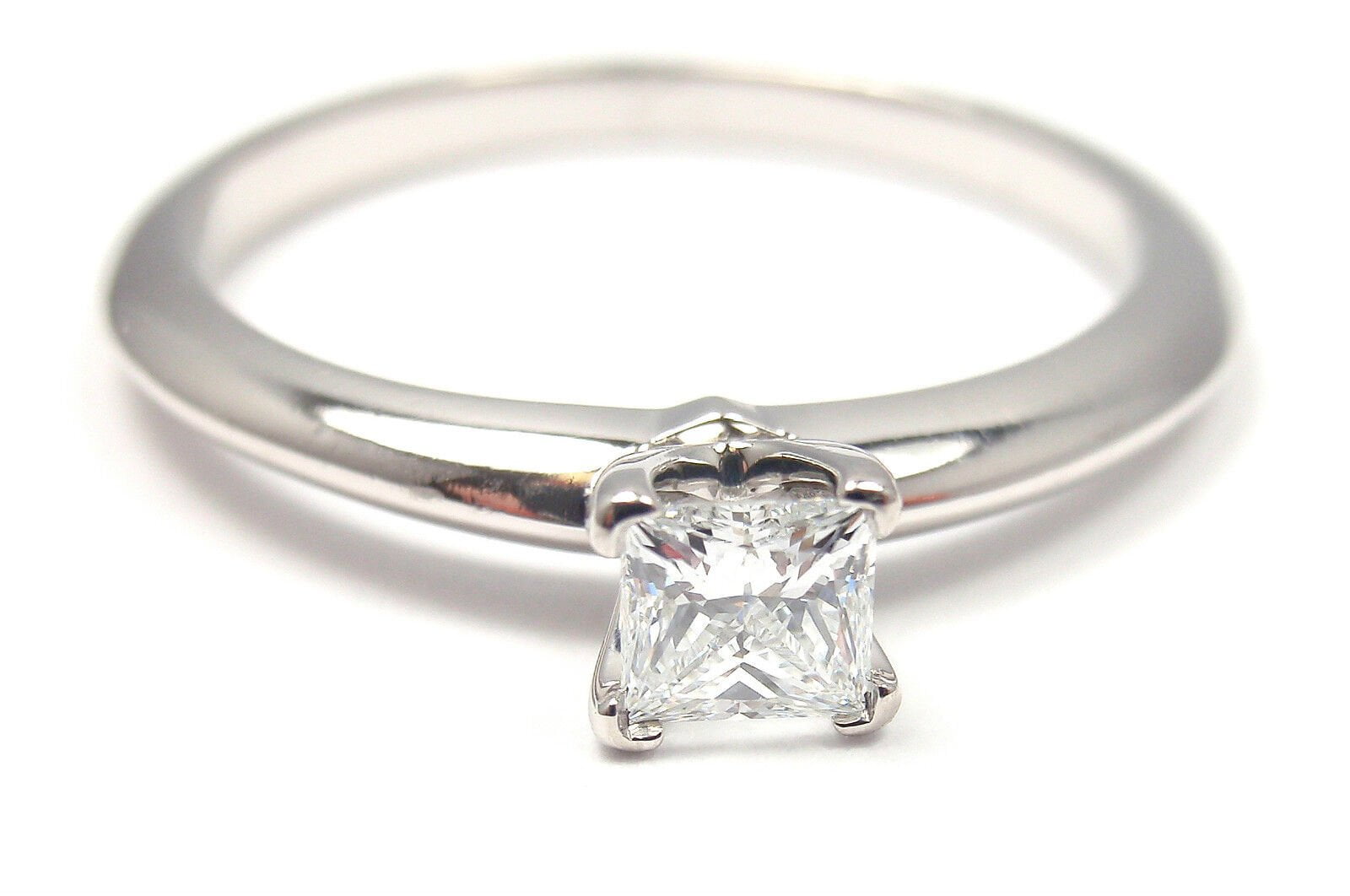 Tiffany & Co Platinum Square Cut Diamond Ring 0.22ct VS2 D Color Triple Excellent - Elegant Engagement Ring for Women, Perfect for Proposals, Anniversaries & Special Occasions