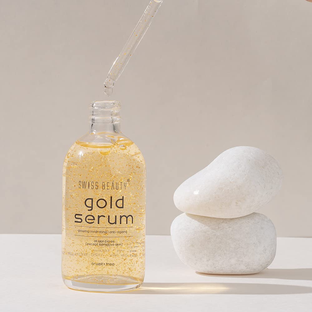 Swiss Beauty 24K Gold Facial Serum - 100ml Anti-Aging Face Treatment for Glowing Skin | Day & Night Moisturizer for Women & Men