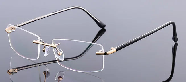 Brightzone Unisex Rimless Square Titanium Alloy Eyeglasses 71866 - Lightweight & Durable Glasses for Men & Women - Perfect for Reading, Work & Everyday Use
