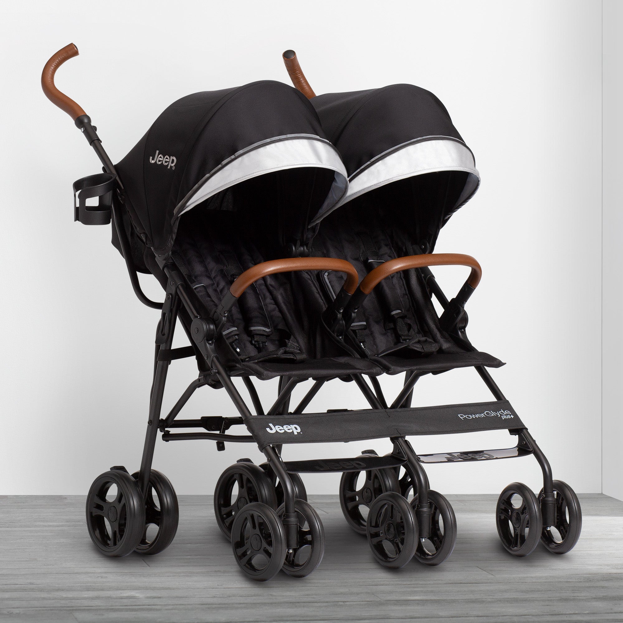 PowerGlyde Plus Side by Side Double Stroller - Lightweight Compact Baby Stroller for Twins & Toddlers - Perfect for Shopping, Travel & Outdoor Adventures