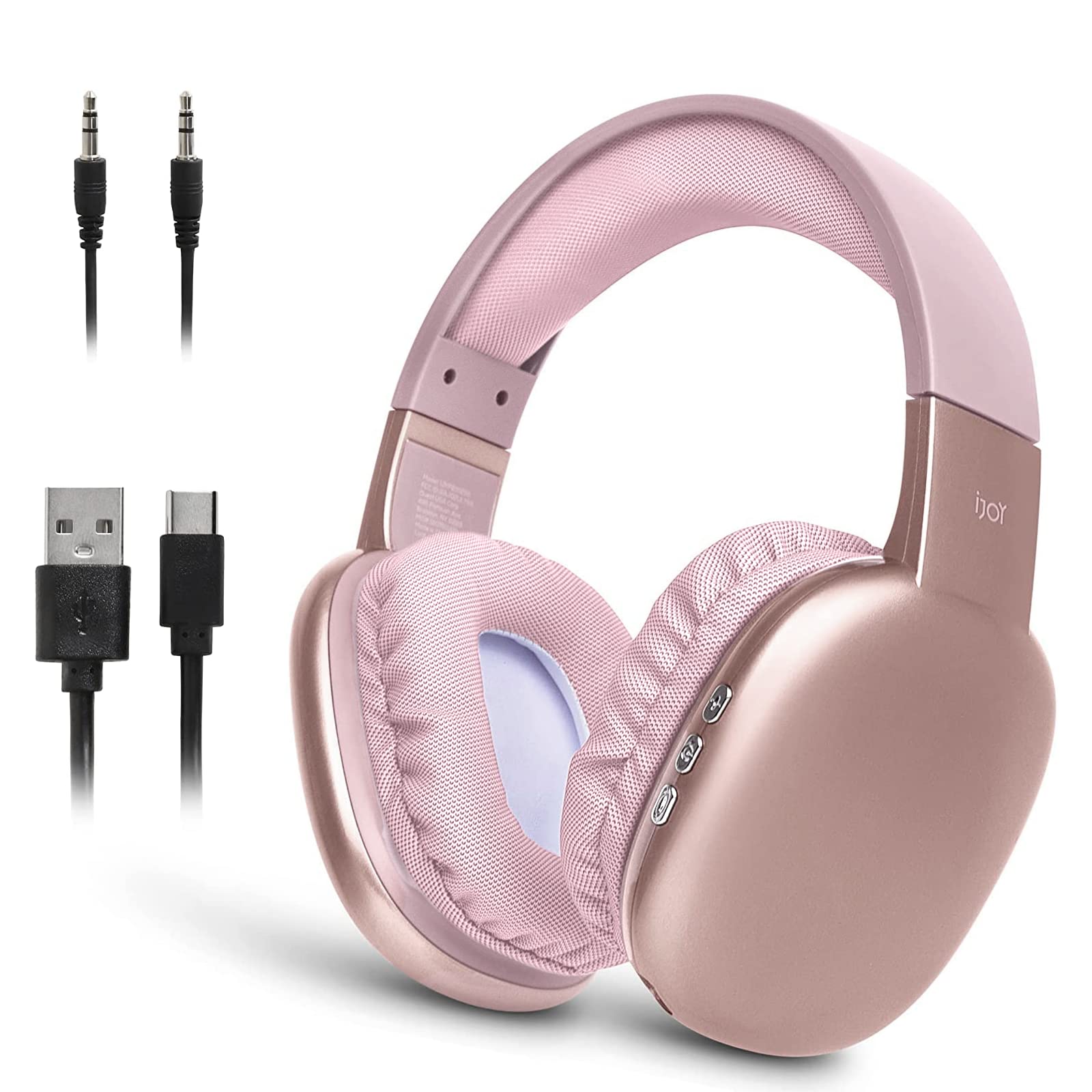 iJoy Ultra Wireless Bluetooth Headphones with Microphone - Over Ear Headphones with 10H Playtime, SD Card Slot & Wired Backup - Soft Memory Foam Cushions for Comfort (Pink) - Perfect for Gaming, Workouts & Travel