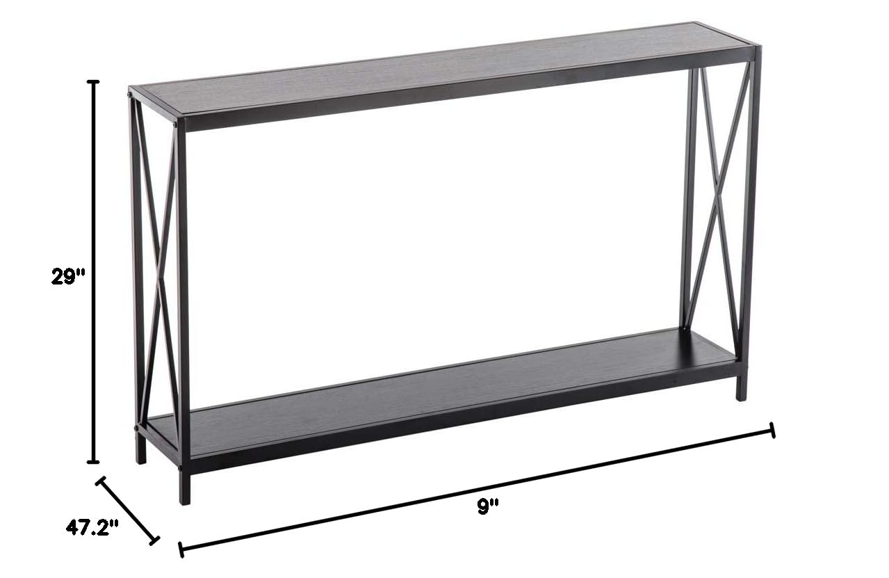 Modern Console Table for Entryway, Hallway & Living Room - Slim Sofa Table with Sturdy Metal Frame - Perfect for Home Decor, Storage & Display (Black) - Ideal for Small Spaces, Apartments & Farmhouse Style