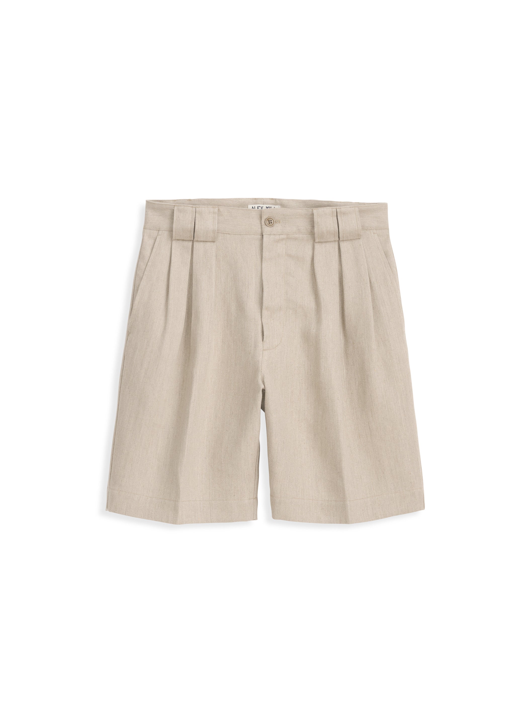 Daniel Pleated Linen Herringbone Shorts for Men - Comfortable & Stylish Summer Casual Wear for Outdoors & Travel