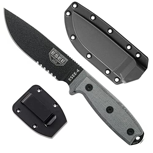 Serrated Black Blade/Grey Micarta Handle/Black Sheath