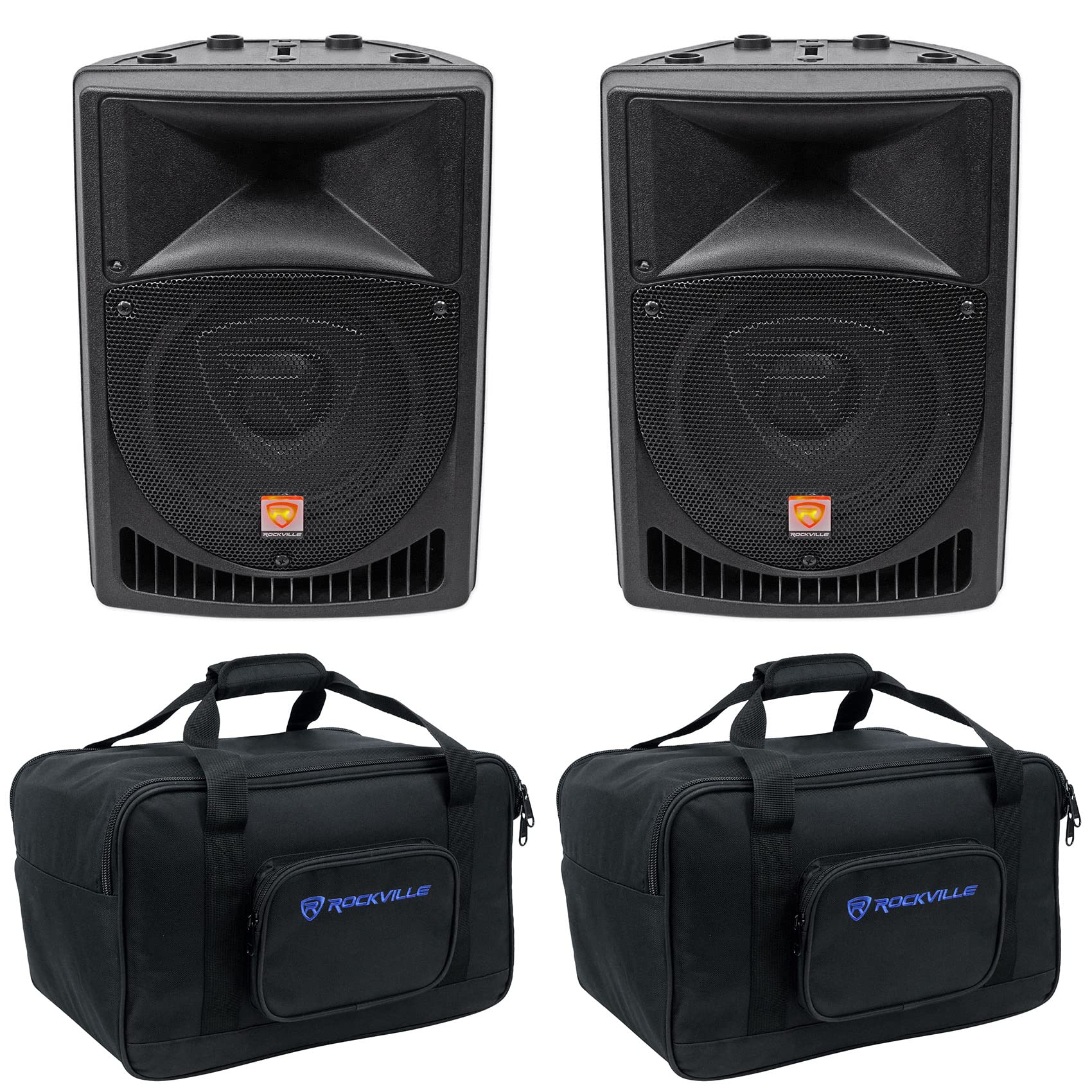 Rockville RPG8 8-Inch 800 Watt Powered DJ PA Speakers with Carrying Bags – Perfect for Live Music, Parties, and Professional Sound Events