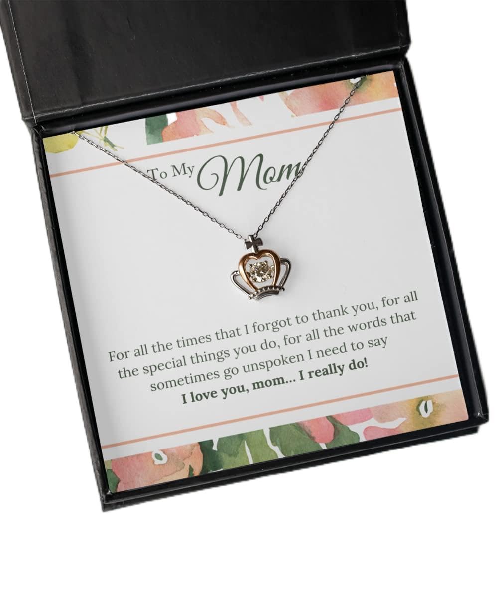 Zapbest Crown Pendant Necklace for Mom - Elegant Birthday & Mother's Day Gift from Son or Daughter | Perfect for Special Occasions & Daily Wear