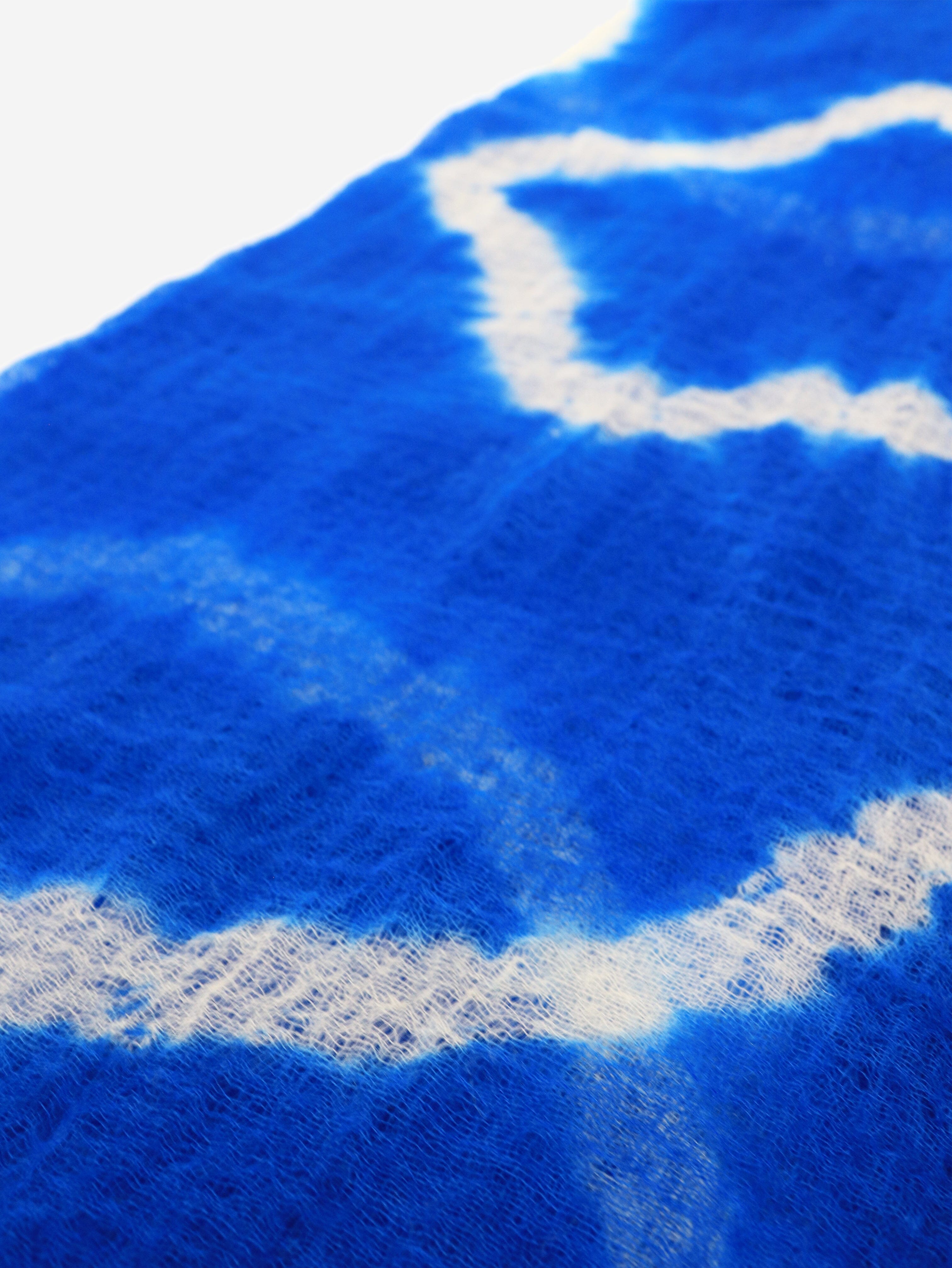 Premium Blue Shibori Cashmere Scarf - Soft & Luxurious Winter Wrap for Women - Perfect for Cold Weather, Gifts & Fashion Accessories