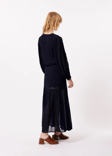 CIRA SKIRT for Women - Navy Blue Flowy Midi Skirt with Pockets | Perfect for Casual Wear, Office Outfits & Summer Dresses