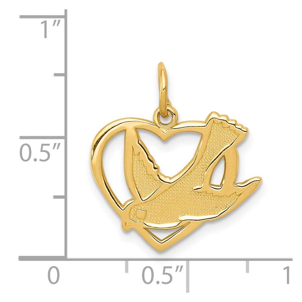 14k Gold Peace Dove Heart Pendant - Elegant Jewelry for Gifts & Special Occasions