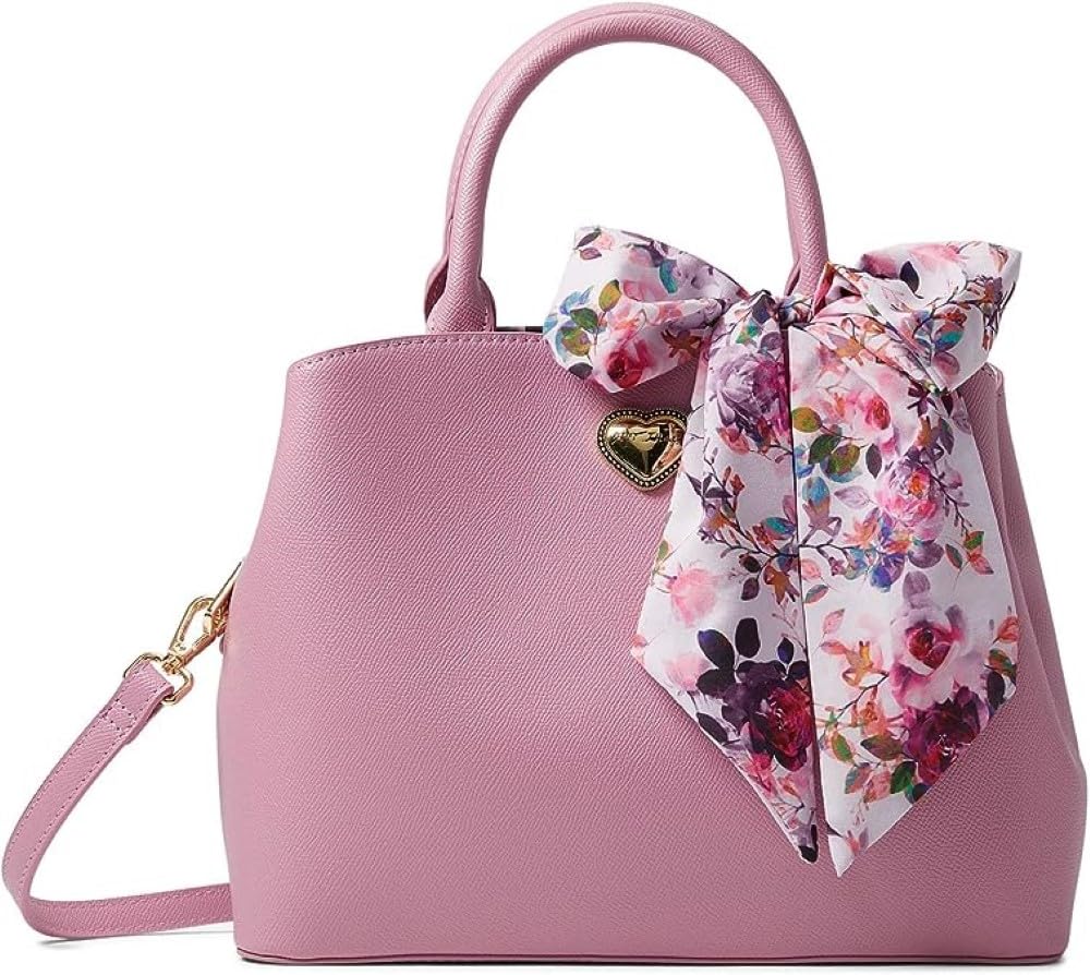 Betsey Johnson Gigi Satchel Handbag for Women - Mauve Pink Crossbody Purse with Adjustable Strap, Perfect for Work, Travel & Everyday Use