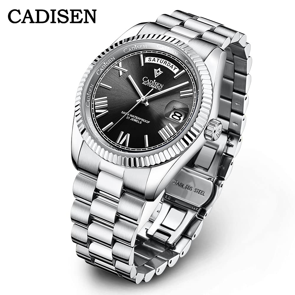 CADISEN Men's Automatic Mechanical Watch with MIYOTA 8285 Movement | Sapphire Crystal Glass | 50M Water Resistant | Casual Dress Watch for Business & Everyday Wear | Perfect Gift for Him