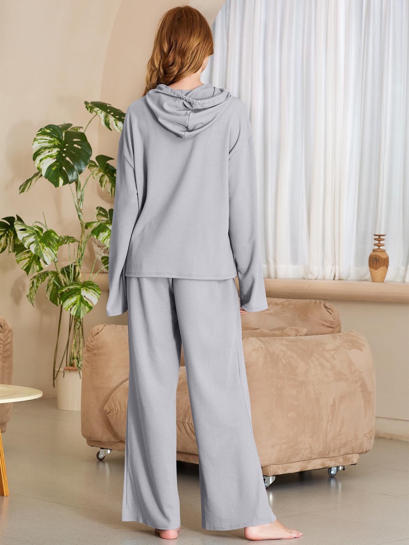YKR Women's 2-Piece Lounge Set - Soft Knit Sweatsuit with Pockets, Comfortable Tracksuit for Home, Gym & Travel - Casual Outfit for Relaxing & Running Errands