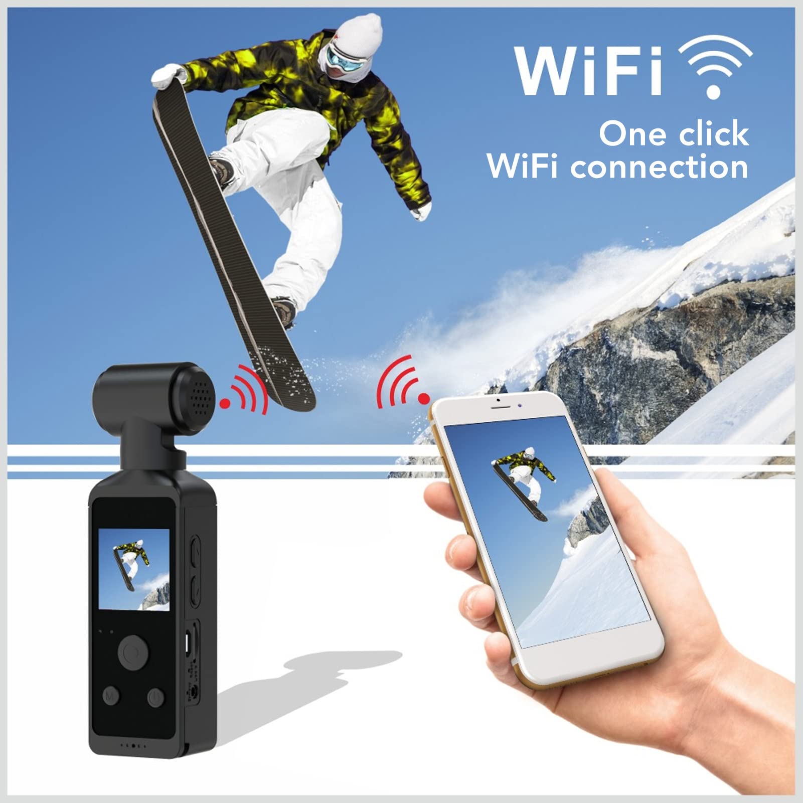 4K HD Pocket Action Camera with 270° Rotatable Lens & Anti-Shaking - Compact Waterproof Video Camera for Outdoor Sports, Riding, Diving, Vlogging & Adventure Shooting