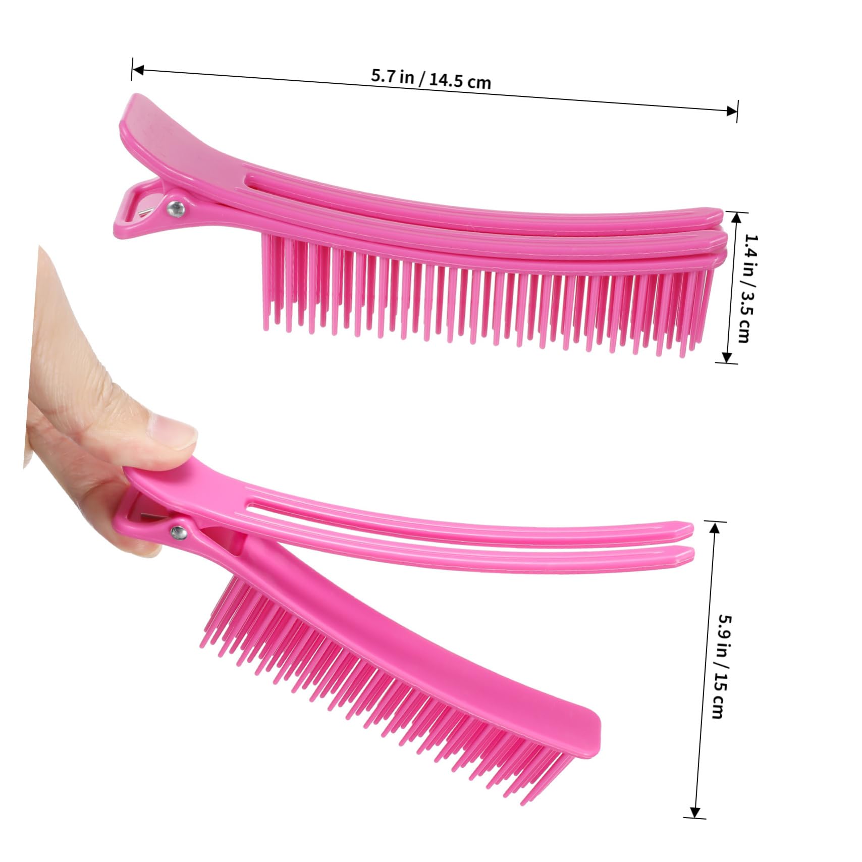 Kichvoe 2-Pack Extra Large Hair Sectioning Clips for Curly Hair - Salon Quality Styling Tools with Large Round Mirror, Perfect for Makeup & Hairdressing (Pink)