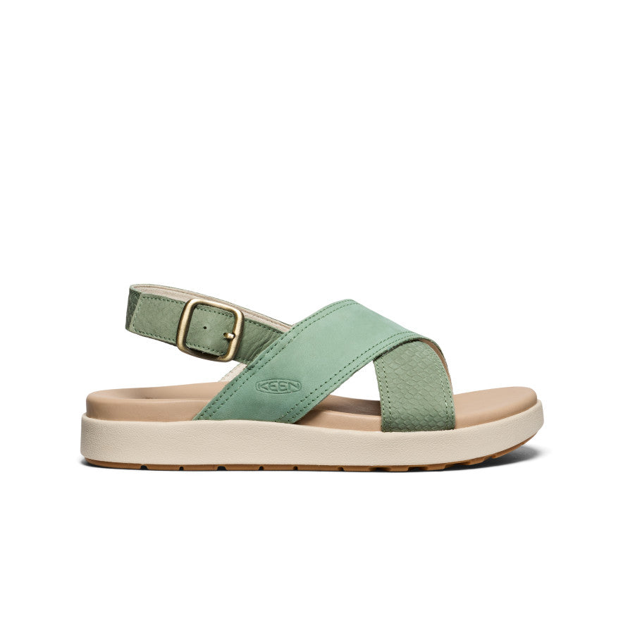 Women's Elle Luxe Cross Strap Sandals - Granite Green | Comfortable Summer Casual Shoes for Beach, Vacation & Outdoor Walking