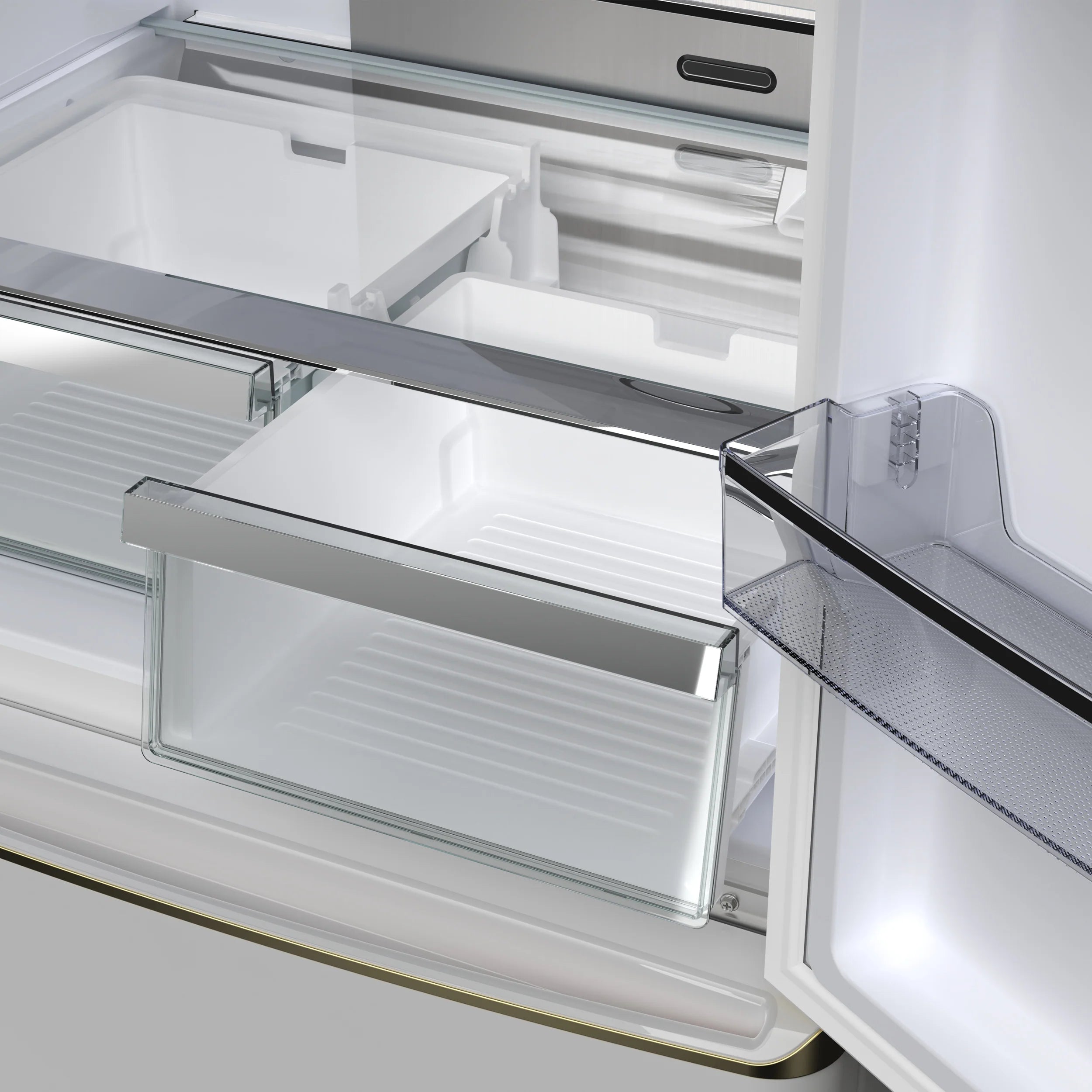 Forno Luigi 33 Inch French Door Refrigerator in White with Antique Brass Finish - Model FFFFD1791 33WHT | Perfect for Modern Kitchens, Restaurants & Open-Concept Living Spaces