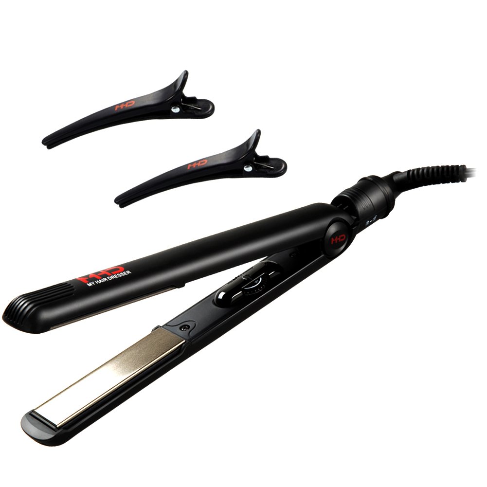 Professional Titanium Hair Straightener 1 Inch - Negative Ionic Flat Iron for Frizz-Free Straightening with 2 Salon Clips | Perfect for Home Use, Salon Styling & Travel