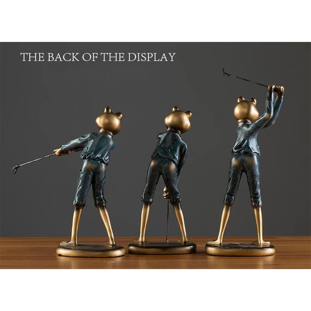 3-Piece Frog Golf Figurines Set - Small Animal Statues for Shelves, Golfer Sculpture Decor - Funny Office & Home Knick Knacks - Perfect Gift for Frog & Golf Lovers (Ideal for Desk Decor, Man Cave, or Golf-Themed Parties)