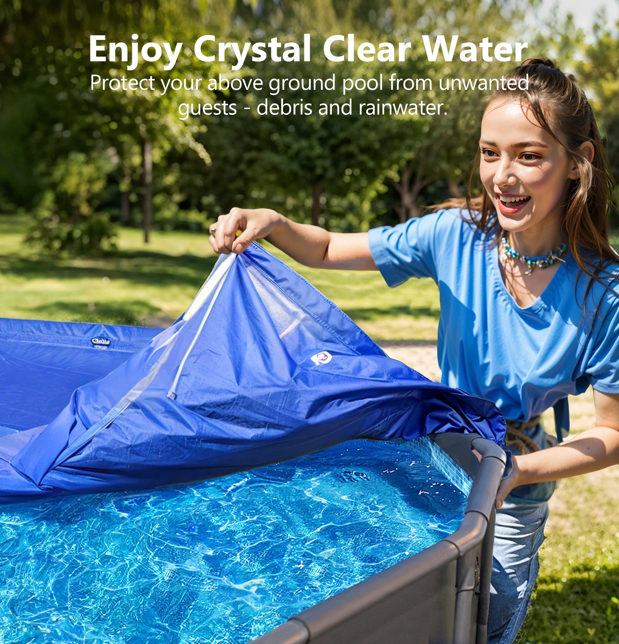 2024 Upgraded 28 ft Round Winter Pool Cover for Above Ground Pools - Heavy Duty 420D Extra Thick Material with 4ft Overlap, Includes Winch & Cable - Perfect for Winter Protection and Seasonal Pool Maintenance