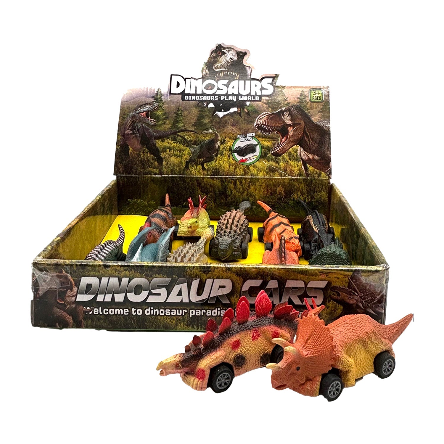 12-Pack Dinosaur Toy Cars for Kids - Mini Dino Race Vehicles for Birthday Party Favors, Classroom Rewards & Pretend Play | Bulk Set of 12 Assorted Colors