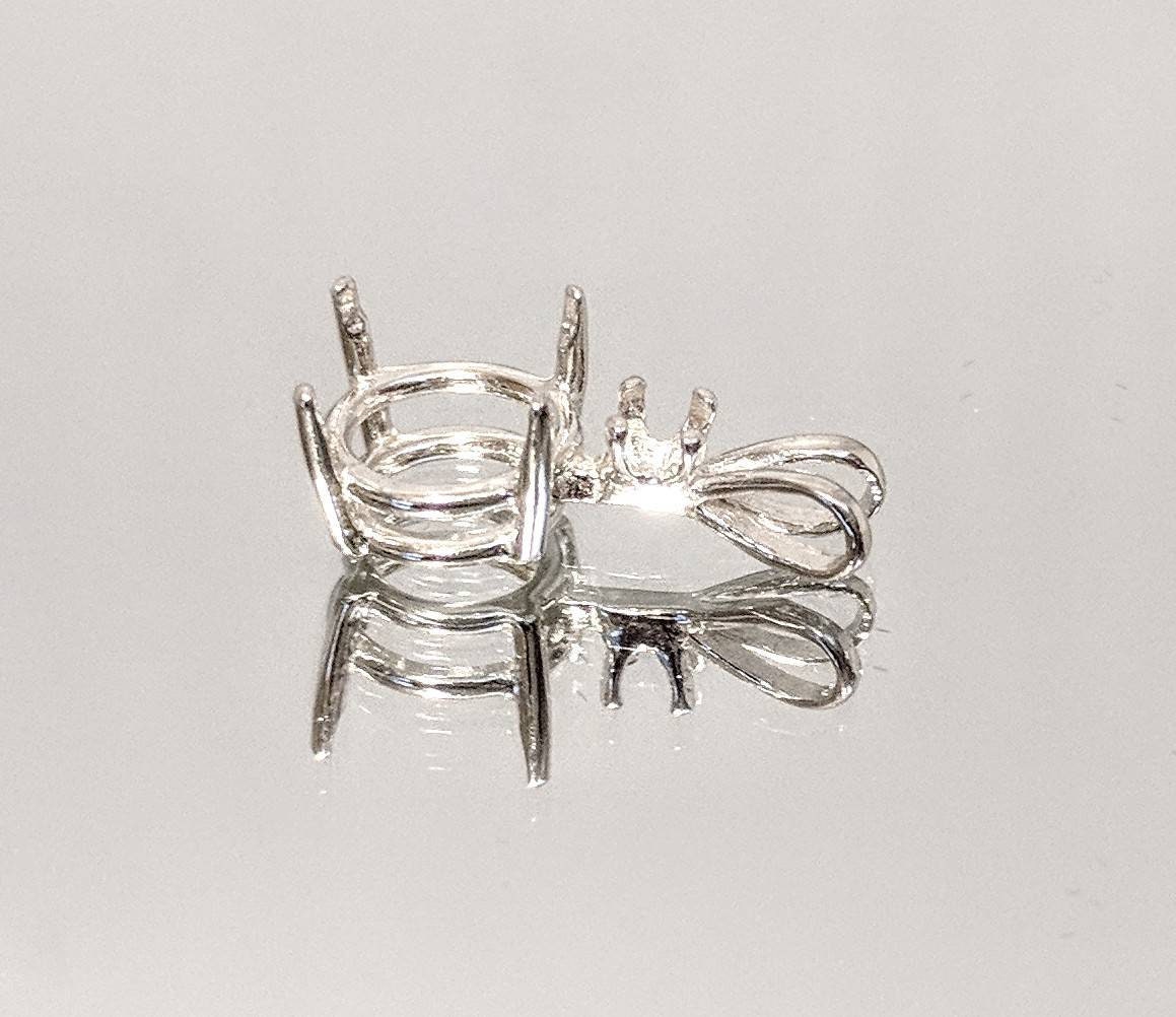 4mm & 9mm Round Wire Pendant Setting in Solid Sterling Silver or 14K White/Yellow Gold with Accent - Handcrafted in USA | Perfect for Necklace Charms, Jewelry Making & DIY Gifts