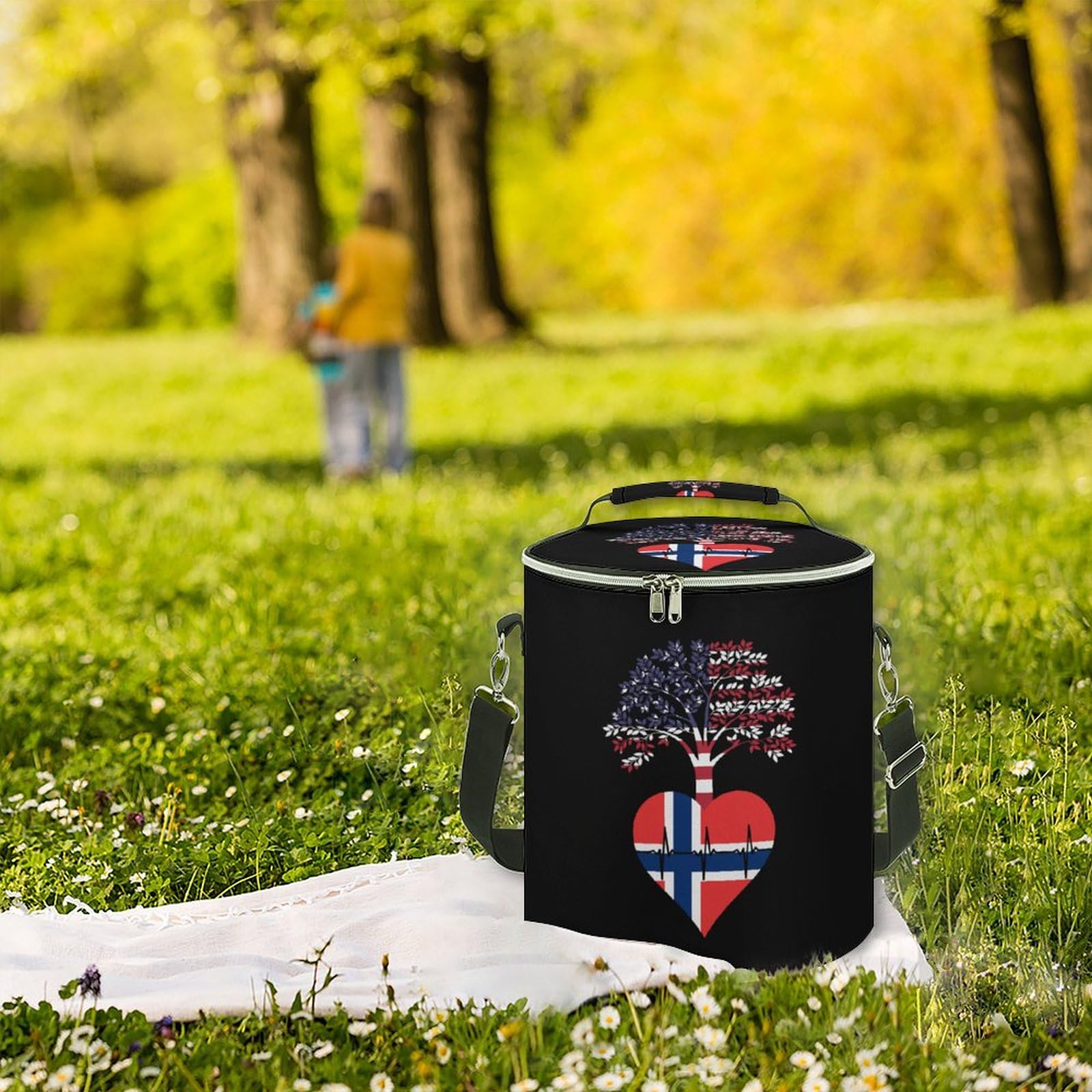 Norway US Insulated Cooler Bag with Handle - Portable Lunch Tote with Adjustable Shoulder Strap - Perfect for Picnics, Beach Trips, and Outdoor Adventures