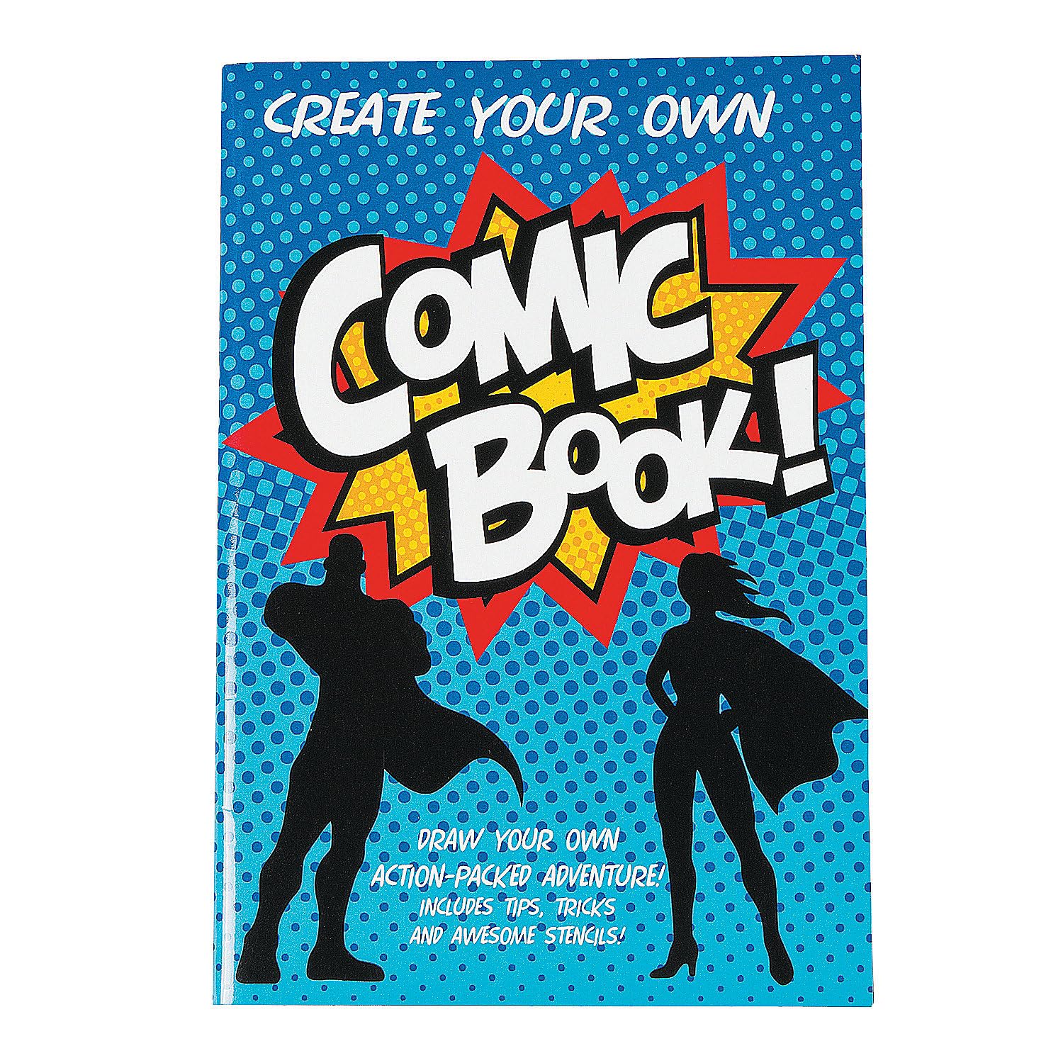 Fun Express Comic Book Activity Pad - 12-Piece Stationery Set for Kids - Creative Drawing & Writing Practice - Perfect for School, Travel & Birthday Party Favors