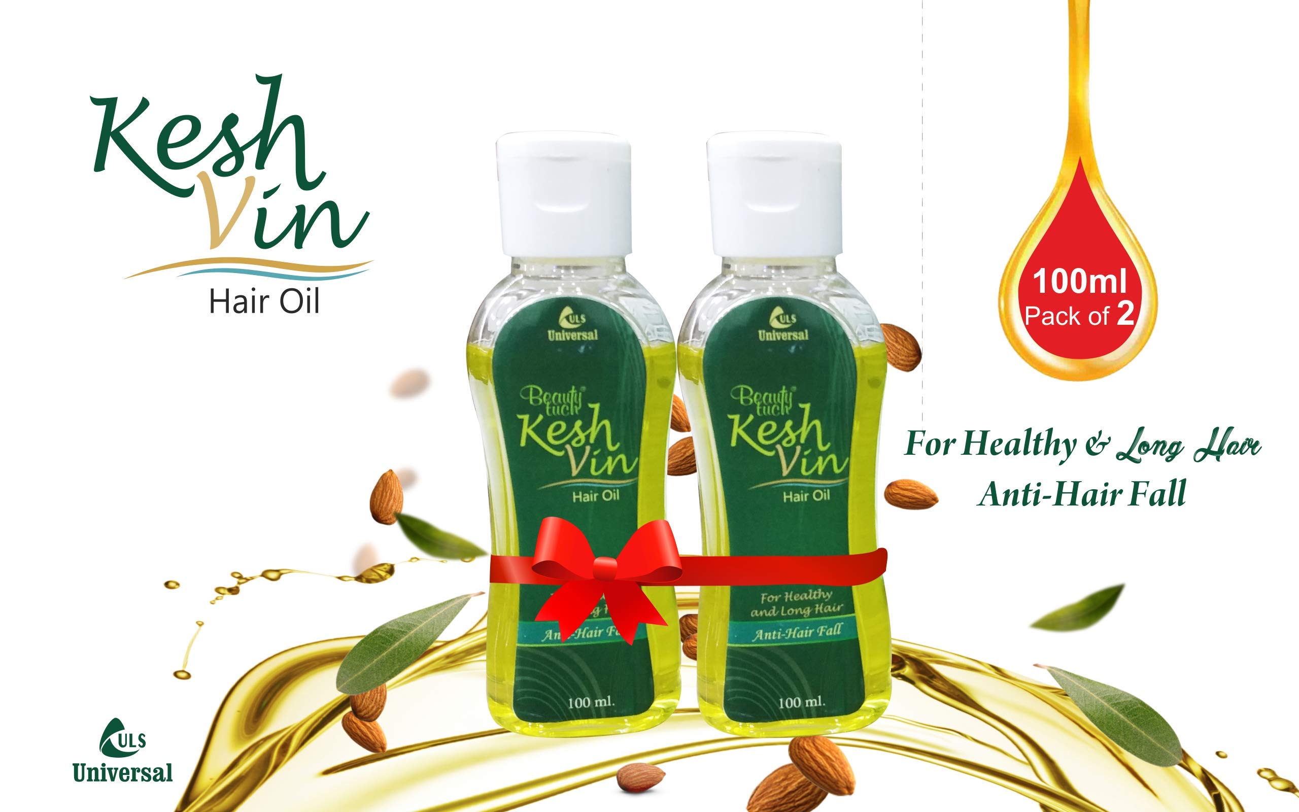Keshvin Hair Oil (Pack of 2) - Natural Hair Growth Treatment for Dry, Damaged Hair - Perfect for Daily Nourishment & Scalp Care at Home or Salon