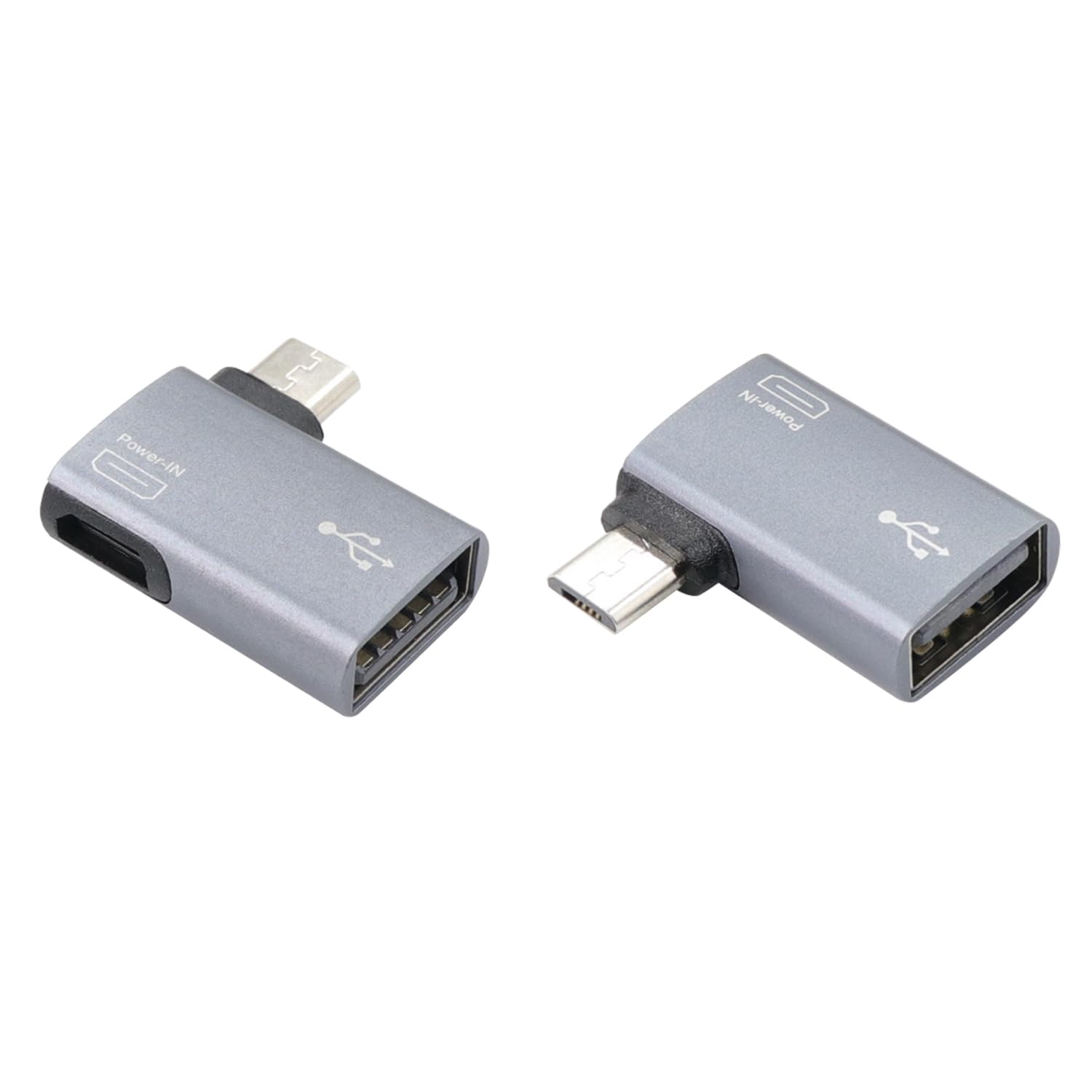 90 Degree Left Right Angle Micro USB Adapter - USB 2.0 Power Connector for Smartphones, Tablets & Gaming Controllers - Perfect for Tight Spaces & Cable Management