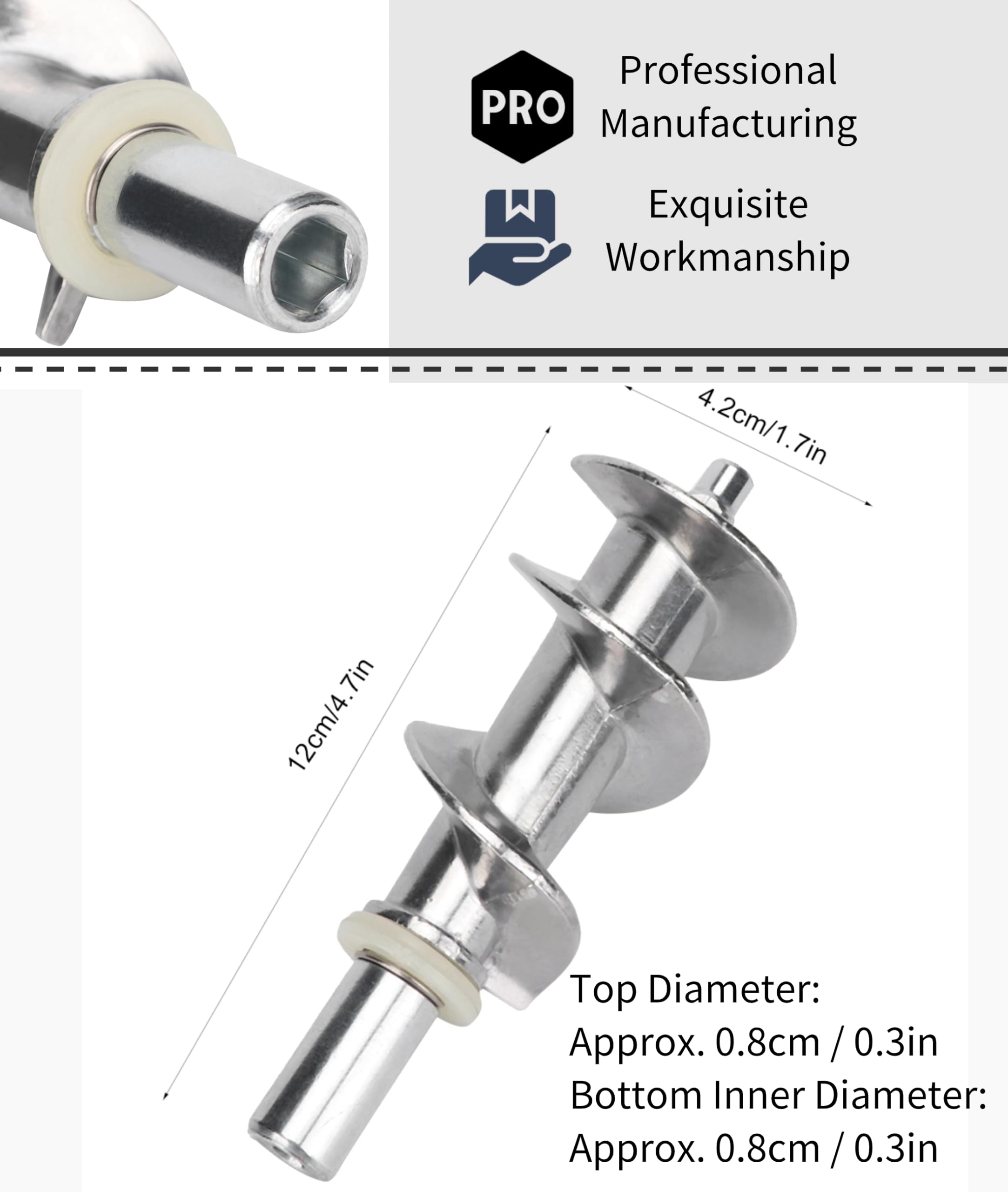 Stainless Steel Meat Grinder Screw - Safe & Easy Installation Replacement Part for Electric Meat Mincers | Durable Kitchen Accessory for Home Use | Perfect for Grinding Beef, Pork, Chicken & Making Sausages