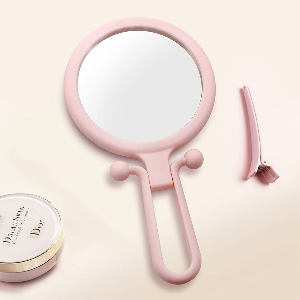 Licogel Handheld Mirror - Double Sided Magnifying & Regular Mirror, Lightweight Portable Makeup Mirror with Non-Slip Grip for Travel, Home, Salon & Outdoor Use | Compact Cosmetic Mirror for Perfect Makeup Application