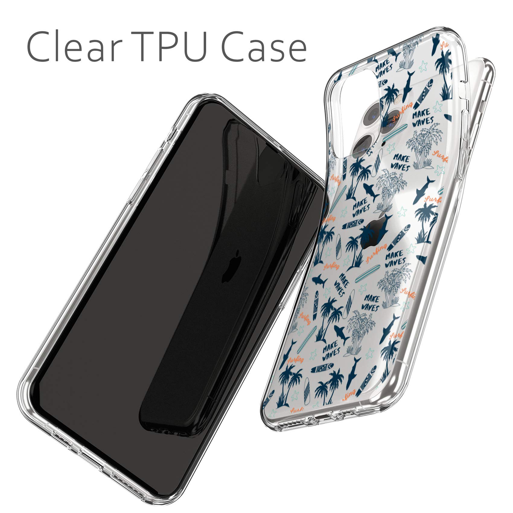 Apple Watch Bands Compatible with Series 7/6/5/4/3/2/1/SE & Matching Phone Case - Cute PU Leather Tropical Whale Hawaii Print Surfboard Strap for 38-45mm - Perfect for Beach, Summer & Casual Wear
