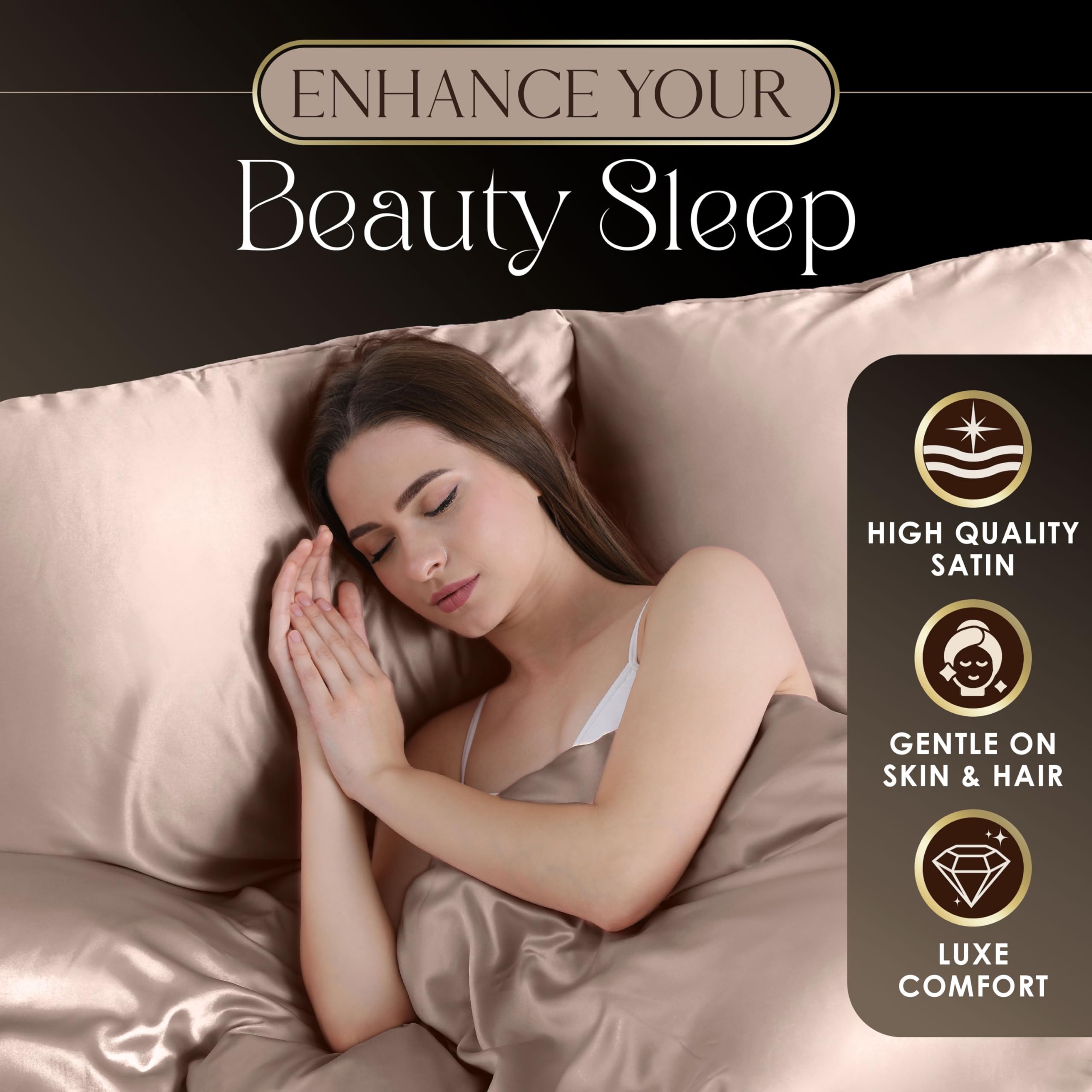 Martex Elegance 3-Piece Luxury Rose Gold Satin Sheet Set - Twin Size, Silky Soft & Smooth, Hotel Quality for Hair & Skin Care - Perfect for Bedroom, Guest Room, and Spa Retreats