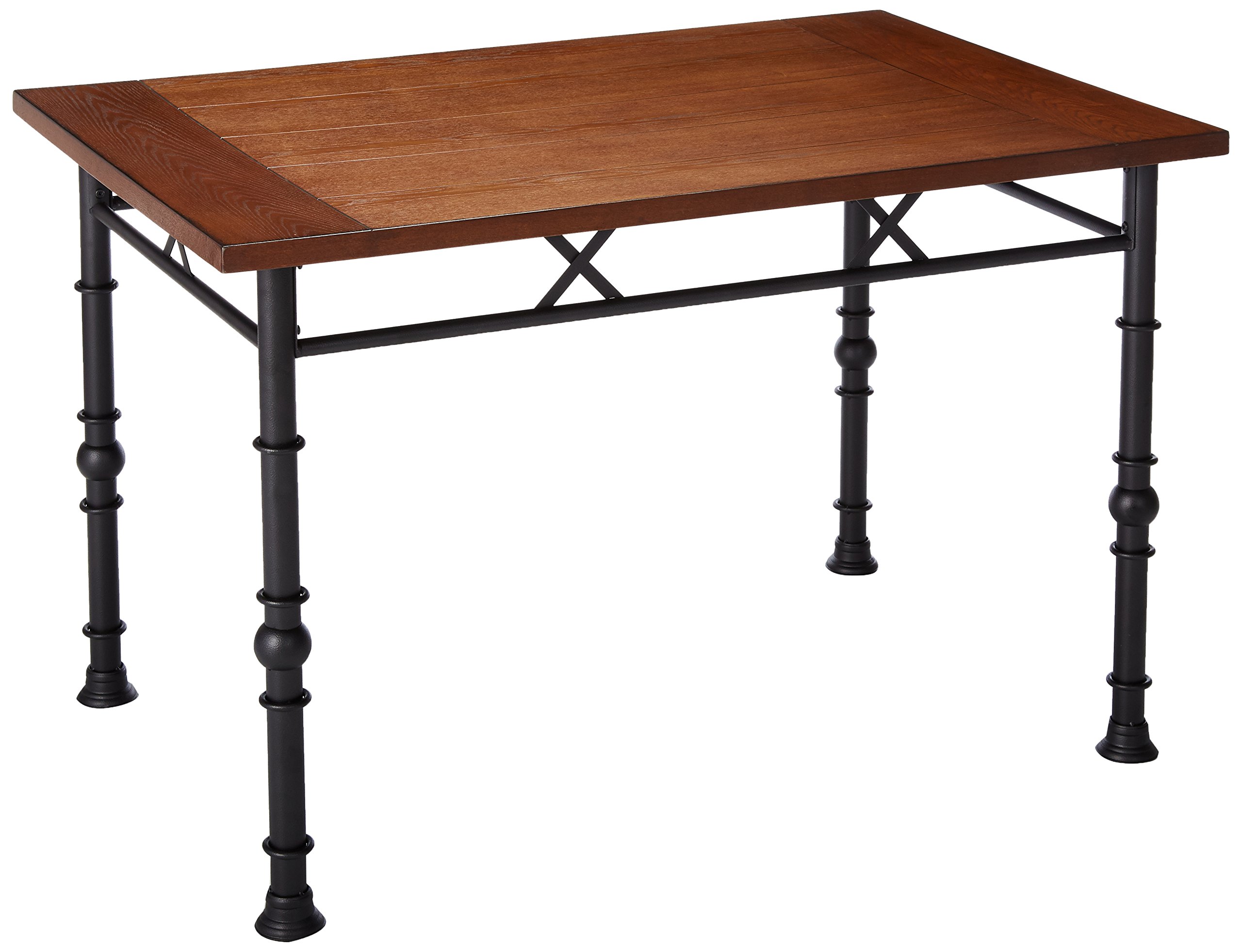 Kings Brand Solid Wood and Metal Dining Table - Rustic Ash Finish for Kitchen, Dining Room, or Breakfast Nook | Modern Farmhouse Style Furniture