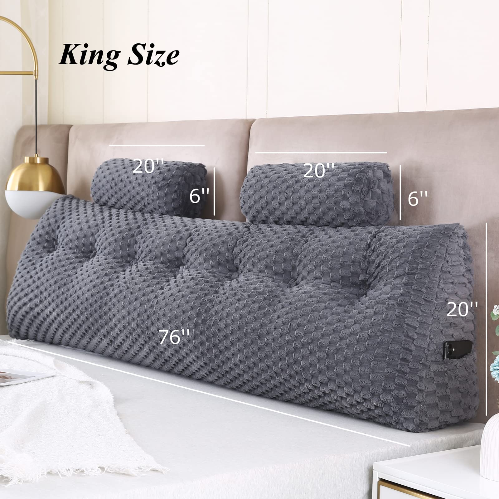 **Wedge Headboard Pillows Set - 2 Large Bolster Pillows for Bed Rest, Reading & Back Support - Comfortable Backrest Positioning for Sitting in Bed (Perfect for Relaxing, Reading & Watching TV)**