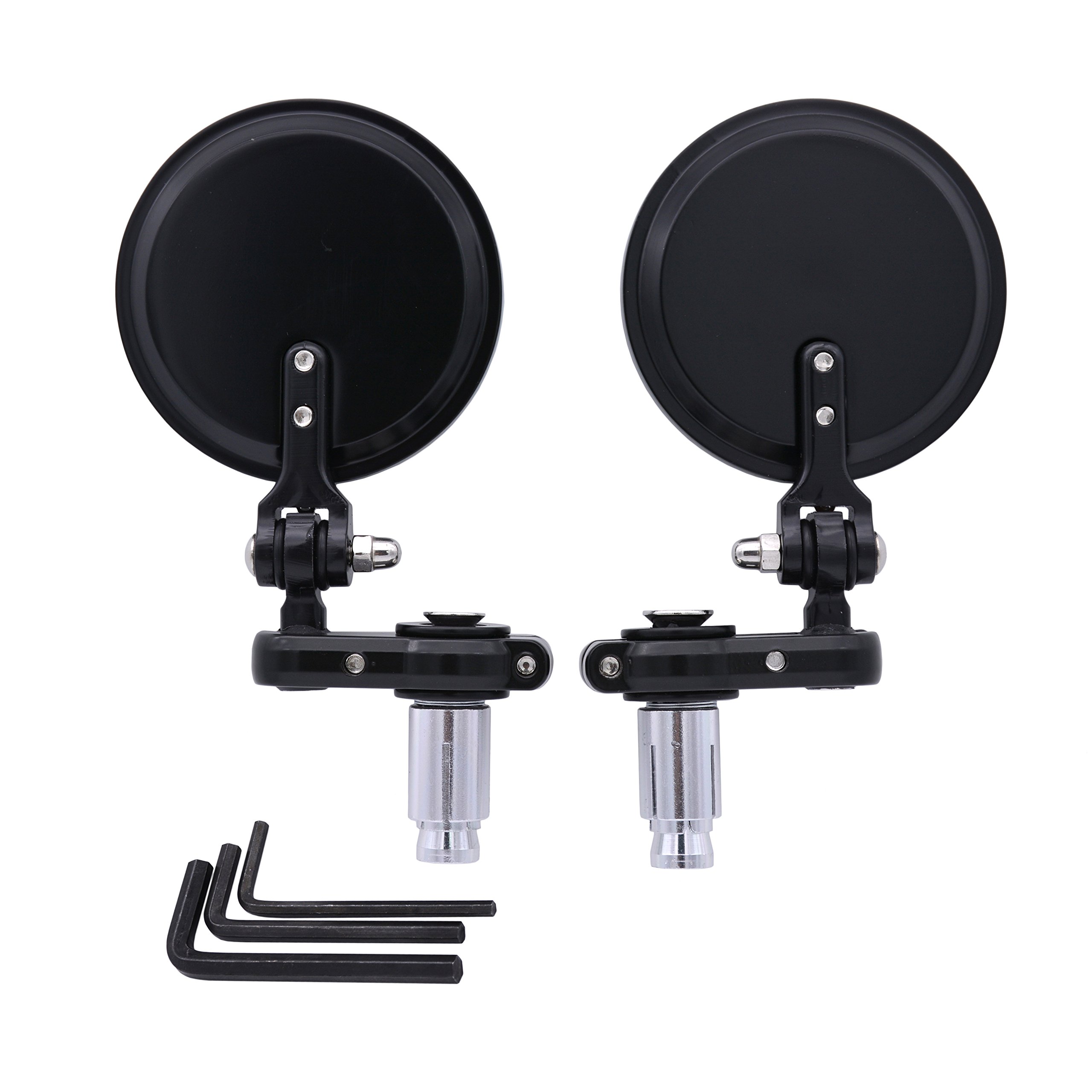 2PCS Foldable Aluminum Motorcycle Rear View Mirrors - Durable Glass Spherical Mirrors for Harley, Honda, Yamaha - Perfect for Cruisers, Touring Bikes & Off-Road Adventures