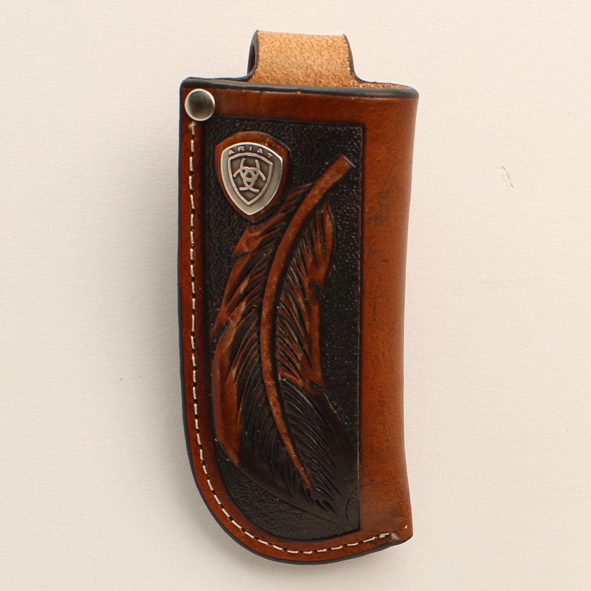 Ariat Genuine Leather Knife Sheath with Feather Design - Perfect for Hunting, Camping & Outdoor Adventures