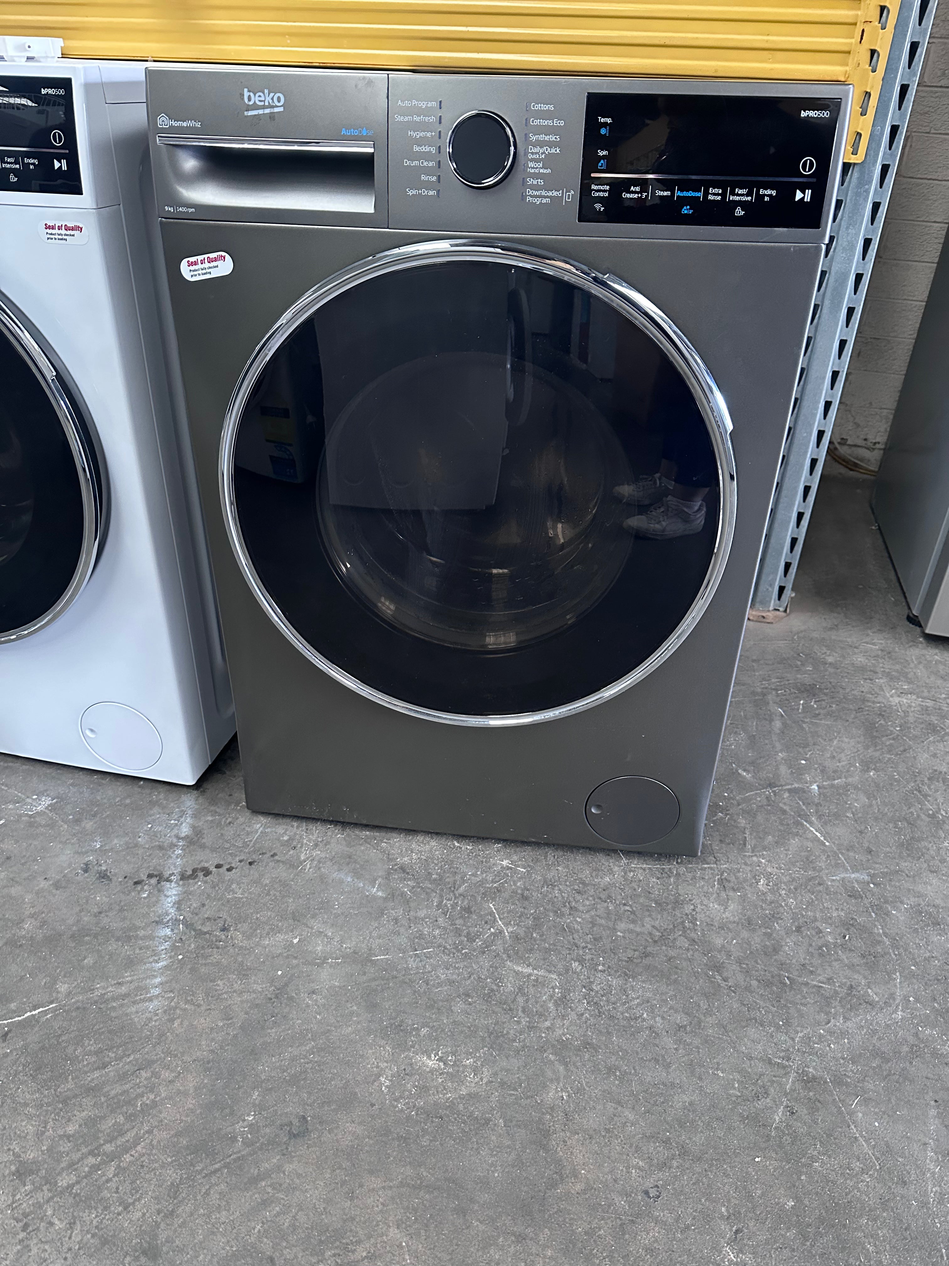 Beko BFLB904ADG 9kg Auto Dose Front Load Washing Machine - Graphite (Factory Second) | Energy Efficient Laundry Solution for Apartments & Small Homes